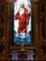Stained glass Christ above the altar